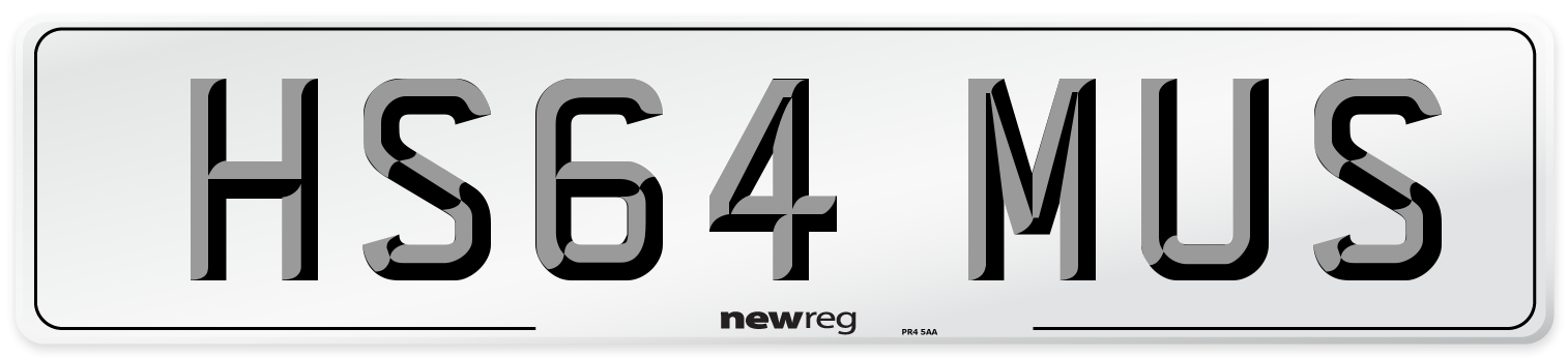 HS64 MUS Number Plate from New Reg